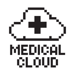 Fototapeta premium Pixelated cloud with a medical cross and text reading medical cloud