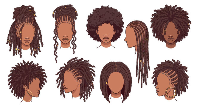 Diverse Black Hairstyles Collection: Dreadlocks, Braids, Afros - Beauty & Style
