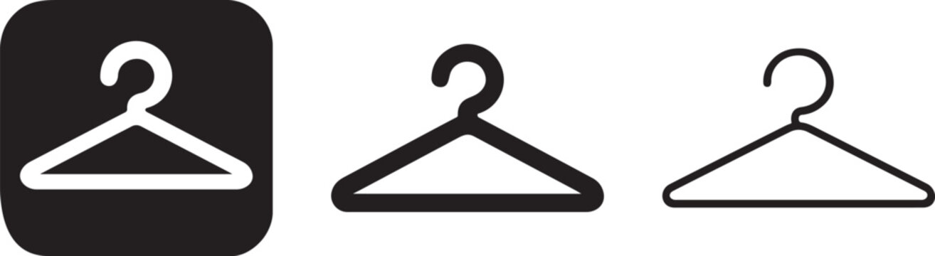 Minimal clothes hanger icon dressing room symbol.