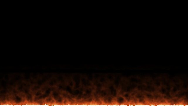 Abstract Fiery Flames Border on Black Background.