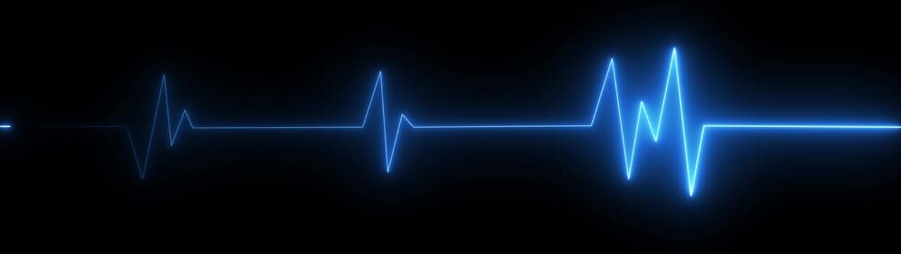 White neon ECG heartbeat pulse line on a dark background.glowing electrocardiogram wave showing medical health monitor, emergency cardiology signal and life rhythm