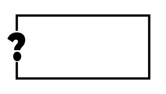 Rectangular quote mark graphic animation. Animated rectangular quote frame design for textual quotation, paraphrasing, or text spoken by on white background.