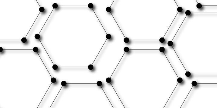 Vector Abstract hexagons arranged pattern display minimalist modern aesthetic and interconnectedness, conveying complex network and technological innovation and futuristic design 