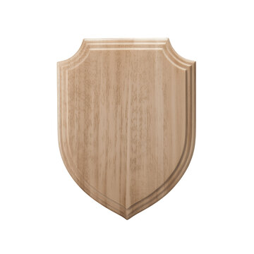 Wooden shield plaque wood plaque decorative shield isolated on a transparent background