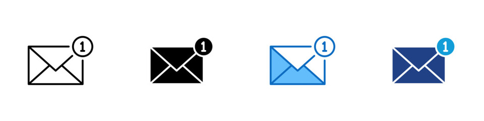 Unread Message Multiple Style Icon Design Vector - Envelope with notification badge representing new email alert, unread message status, and inbox notification update