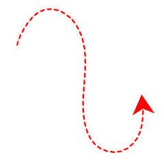 Fototapeta premium Hand painted curve dash line red arrow.