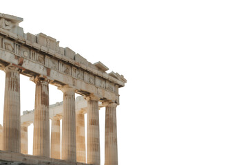 Obraz premium Ancient greek temple columns at night isolated on a transparent background