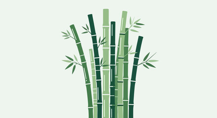 Fototapeta premium Green Bamboo Stalks Illustration