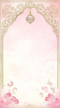 Traditional Mughal Wedding Card Design, Invitation template with place for text. Beautiful had painted template