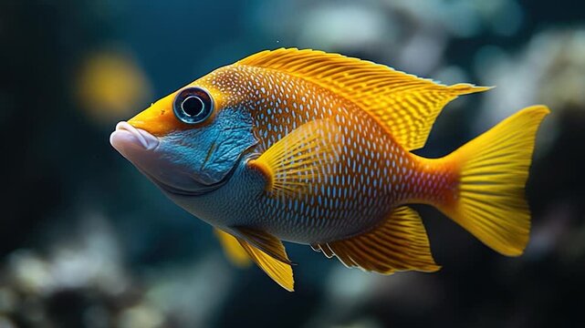 Close-up of a fish swimming in a clear aquarium