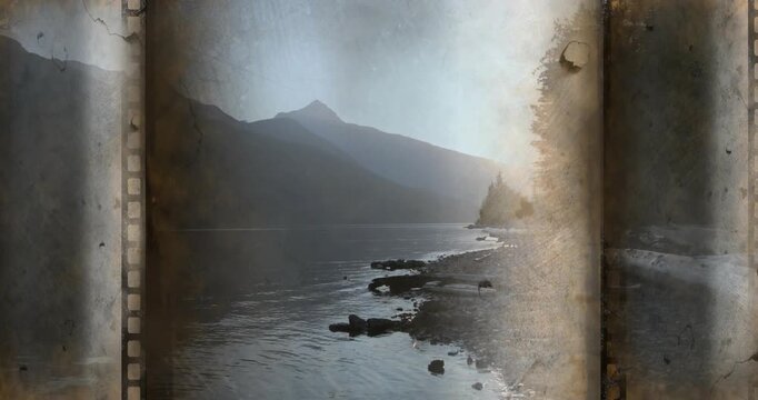 Mt lake shore staying while flare near ridge firing drifting film dust left sprocket right burn