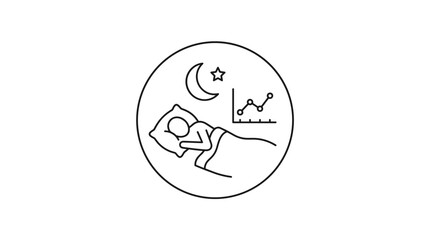 Obraz premium Person sleeping under stars with graph in minimalist style 