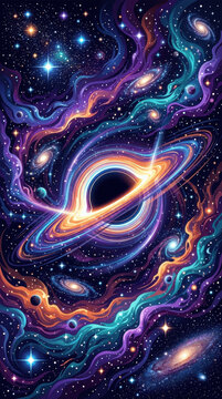 Cosmic Black Hole with Glowing Accretion Disk