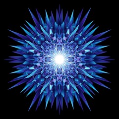Obraz premium Firework explosion abstract light burst with blue and white rays on black background