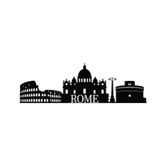 Obraz premium Silhouette of iconic roman landmarks including the colosseum and st peter s basilica