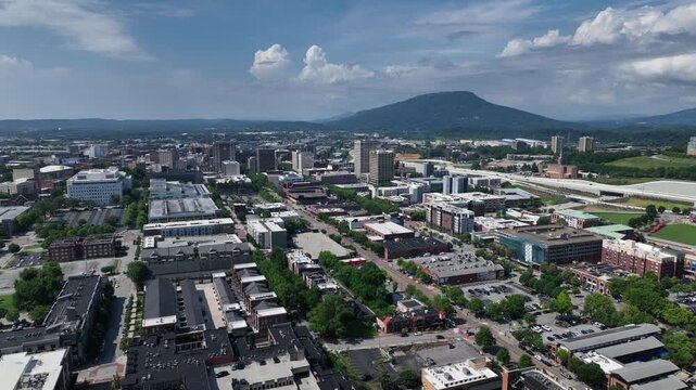 Downtown Chattanooga Skyline with Lookout Mountain in Background