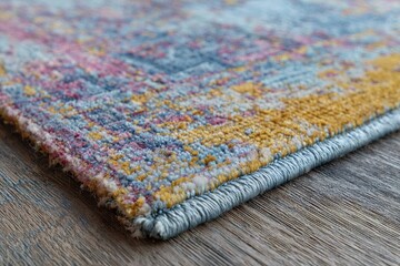 colorful vintage rug with distressed faded effect