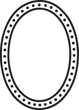 Hand drawn doodle frame oval border featuring double outer line and dotted inner ring scrapbook picture decoration