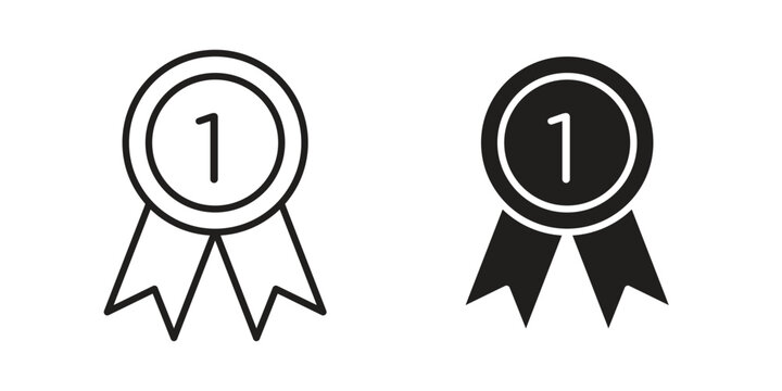Number one medal icon. Simple linear element illustration. Thin stroke sign can be used for web, mobile and UI.