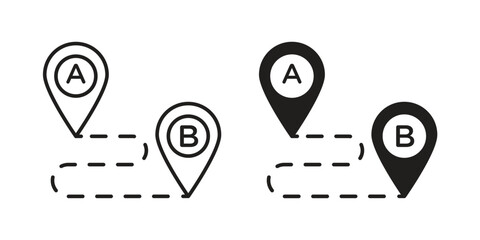 Path A to B icon. Simple linear element illustration. Thin stroke sign can be used for web, mobile and UI. © Haider