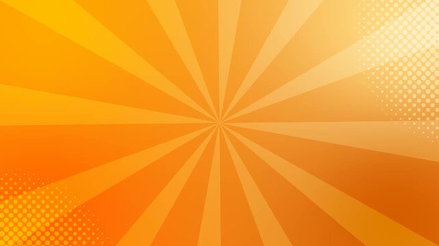 A vibrant orange sunburst background with radiating rays