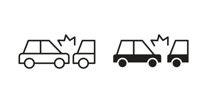 Rear end collision icon. Simple linear element illustration. Thin stroke sign can be used for web, mobile and UI.
