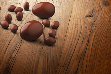Fototapeta premium Small tasty sweet Chocolate eggs Easter sweet.