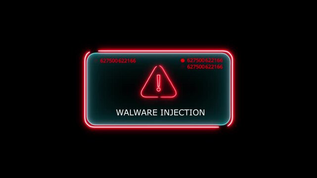 walware injection  Alert. Warning security breach computer hacking warning message hacked Warning symbol on the screen privacy protection data hacking malware virus Danger sign. 4k
