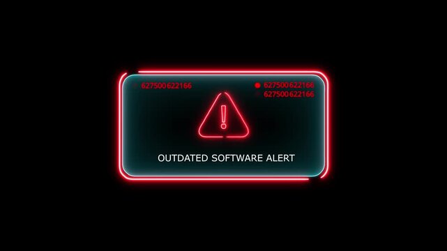 outdated software alert Alert. Warning security breach computer hacking warning message hacked Warning symbol on the screen privacy protection data hacking malware virus Danger sign. 4k