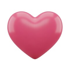 A glossy pink heart shape with a smooth and shiny surface reflecting subtle light.