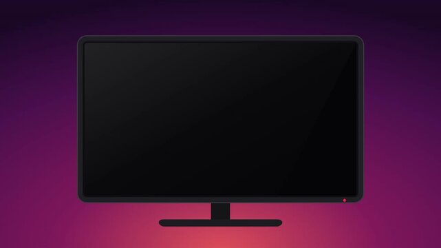 Animated graphic showcasing a digital monitor power cycle, transitioning from an abstract colorful startup sequence to a bright white screen, then