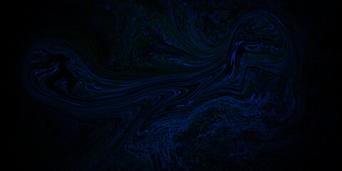 Fototapeta premium Abstract Deep Blue Fluid Marble Texture on Black Background with Swirling Smoke Effect
