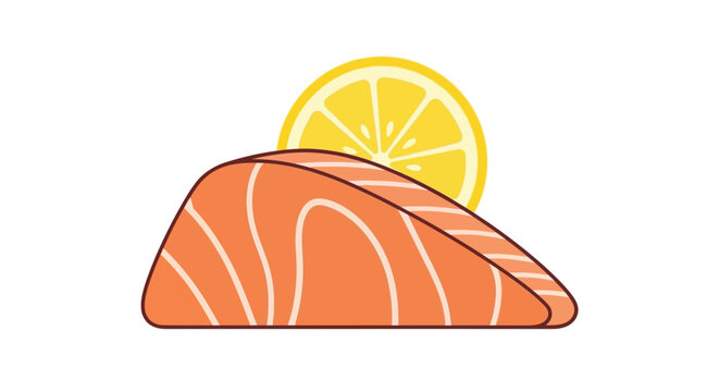 Salmon fillet with lemon slice, healthy food