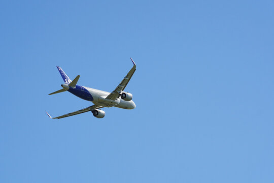 Berlin, Germany - June 09 2024: A SAS plane leaving the BER airport Berlin-Brandenburg