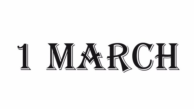 March 1 in a decorative font suitable for event promotions, calendar design, invitations, and social media posts celebrating the date.