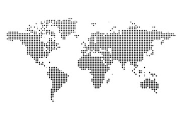 A world map made up of small black halftone dots vector illustration. © Marjahan