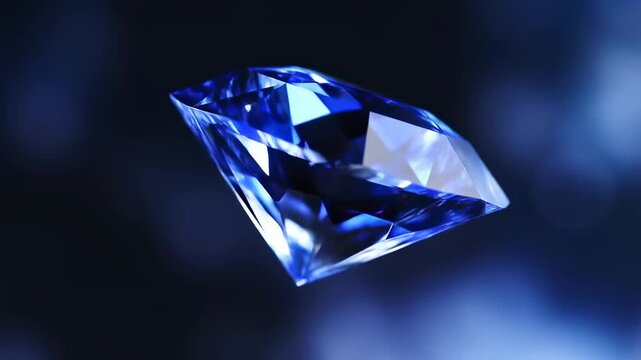 Stunning blue diamond gemstone rotating in the light. Represents luxury, elegance, and the allure of precious materials