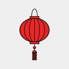 Red Chinese Lantern with Tassel, Traditional Asian Decoration, Festive Celebration