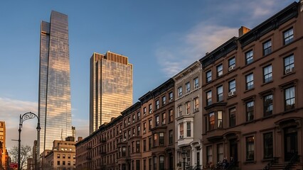 Fototapeta premium Urban Cityscape with Modern and Historic Buildings.