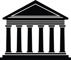 Obraz premium Classical facade of historical building featuring six columns and wide steps