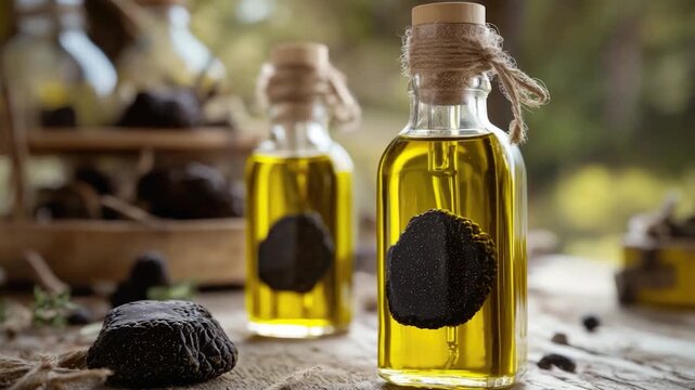 Bottle of olive oil with a traditional cork stopper