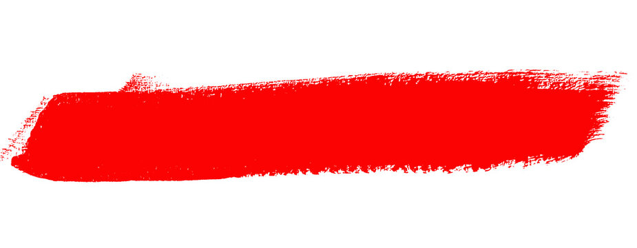 Bold red paint brush stroke banner png isolated on transparent background, dramatic brush swipe highlight bar for headline titles, sale labels and thumbnail captions