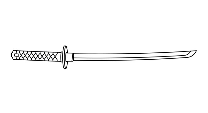 Japanese Katana Sword Outline Illustration