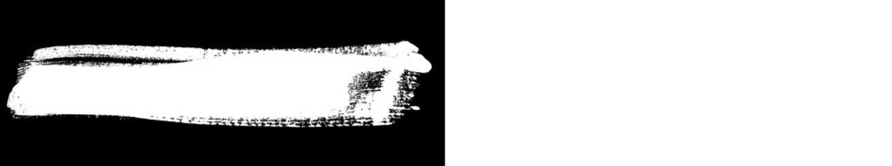 Obraz premium Artistic white brush stroke swipe paint texture png isolated on transparent background, hand painted banner strip for caption highlight and creative design composition