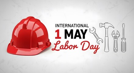 International labor day celebration on may 1st with construction worker safety gear