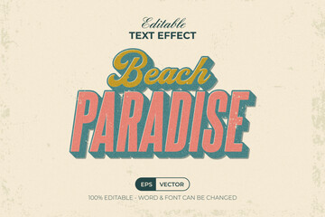Obraz premium Beach Paradise Text Effect Vintage Summer. Editable Text Effect.