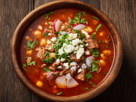 Pozole rojo a traditional mexican hominy stew