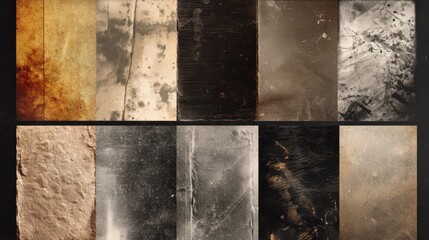 Grainy film scan textures: dust specks, scratches, and emulsion patterns