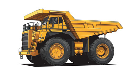 Heavy Duty Yellow Mining Dump Truck, Industrial Vehicle Illustration © nia