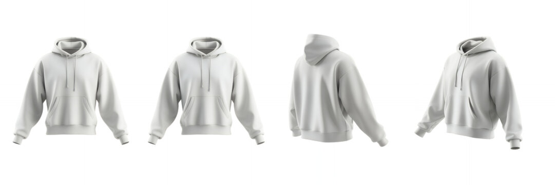White hoodies on white background sweatshirts clothing